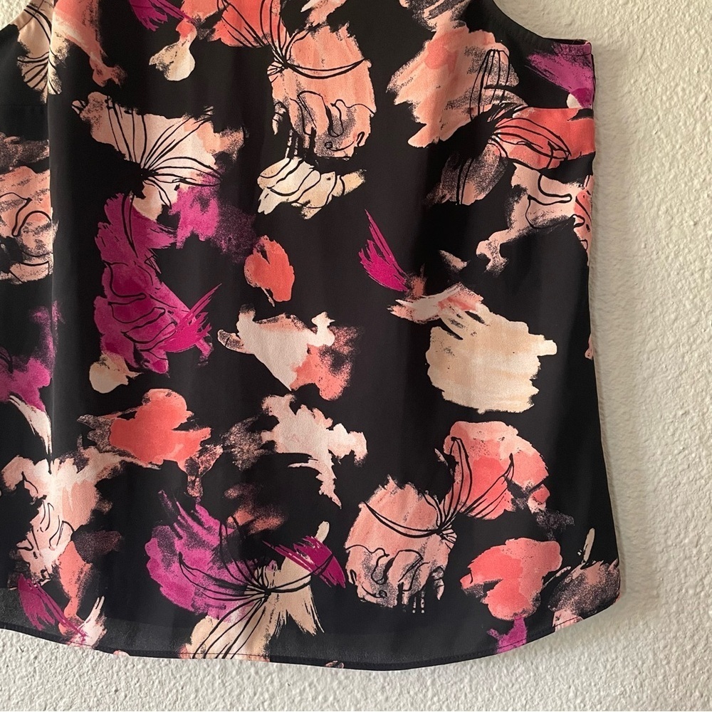Nine West Blouse Top Women’s S Black Floral Abstract Lined Sleeveless Career - Picture 4 of 10